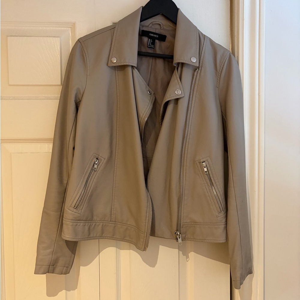 Forever 21 Beige Faux Leather Jacket